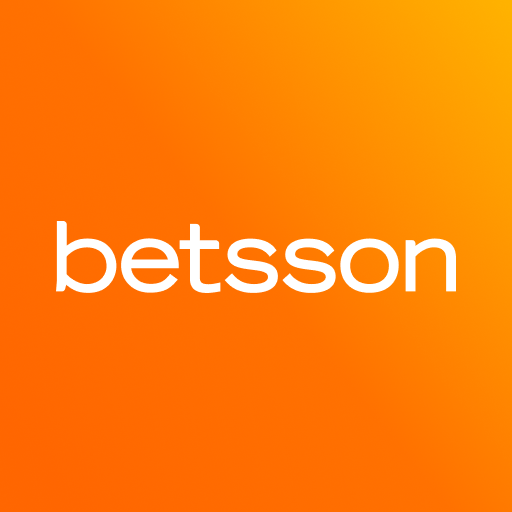 Logotipo de Betsson App en texto blanco sobre un fondo degradado de color naranja brillante.